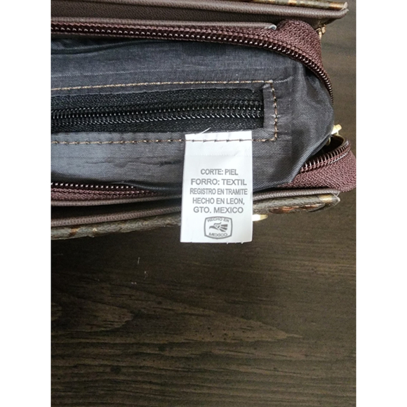 Dark Brown Gold Sunflower Embossed Tooled Artisan LEATHER Crossbody bag - Picture 12 of 15